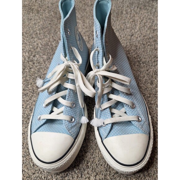 Converse Chuck Taylor All Star  High Top Shoes Size 8.5 Platform Blue Checkered - Picture 3 of 13